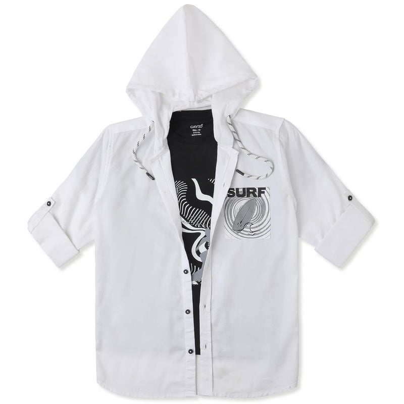 CAVIO Boys Cotton Hooded Full Sleeves Shirt and T-Shirt - Image 1